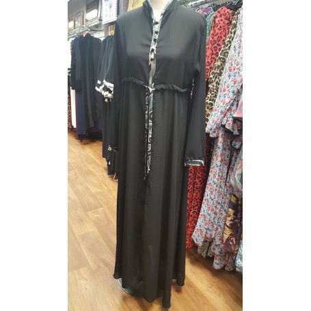 Front Open Kimono Abaya Black/grey