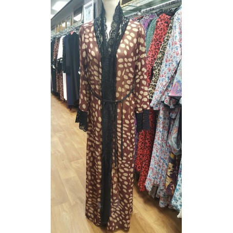 Front Open Kimono Abaya Brown/Beige