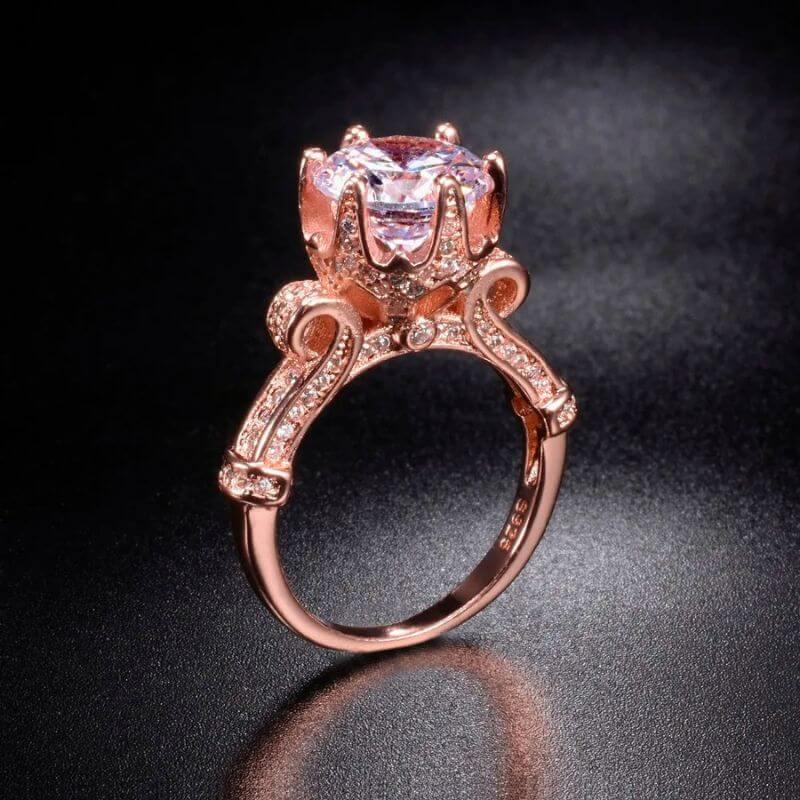 Rose Gold Solitaire 3 carat Lab Dimond Crown Ring